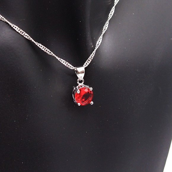 ⭐Bundle Sale⭐ 4Pc. Ruby Earrings and Necklace Set Solid 925 Sterling Silver - Picture 8 of 10